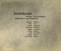 Krawinkel, Günter / Pax, Wolfgang M. / Sello, Katrin - Inventionen : Piranesi und Architekturphantasien in der Gegenwart. Raimund Abraham, Peter Cook, Günter Günschel, OMA Rem Koolhaas, Daniel Libeskind, Adolfo Natalini, Gerd Neumann, Gaetano Pesce, Hans Dieter Schaal.