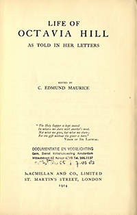 Maurice, C. Edmund (editor) - Life of Octavia Hill, as told in her letters.