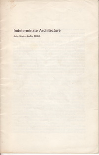 Weeks, John - Indeterminate architecture.